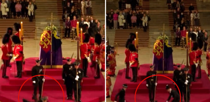 Royal Guard near Queen Elizabeth II's coffin FAINTS after standing motionless for hours - WATCH